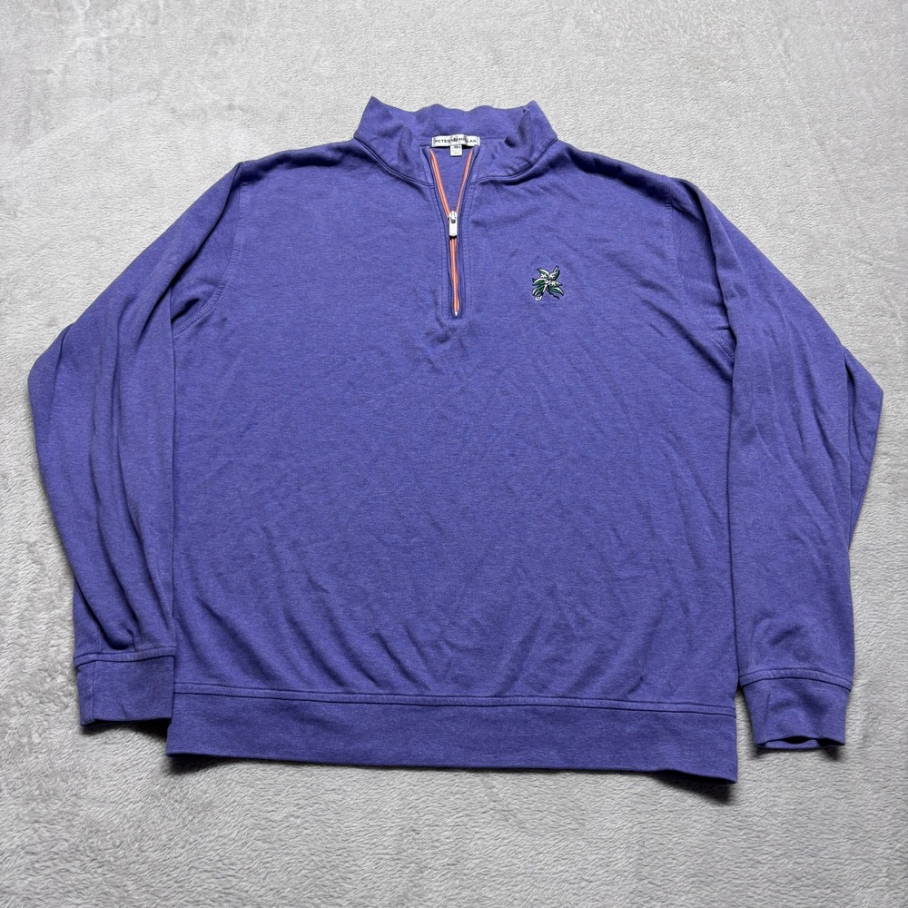 Peter Millar Pullover Mens M Medium MF16K40 Purple 1/4 Quarter Zip Cotton